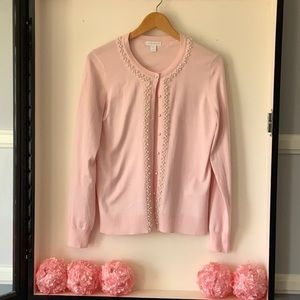NWOT Pale pink pearl embellished cardigan